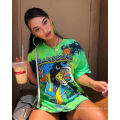 MOQ1 2021 Custom High Quality Cotton Women Graphic Tie Dye T Shirts Casual Fashion Cool Women's Oversize Printed Cartoon TShirt